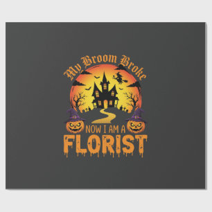 Papel De Presente Bruxa Florista Meu Vassoura Quebrou no Halloween