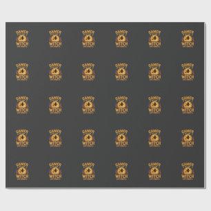 Papel De Presente Bruxa Gamer Design de Halloween de Jogos
