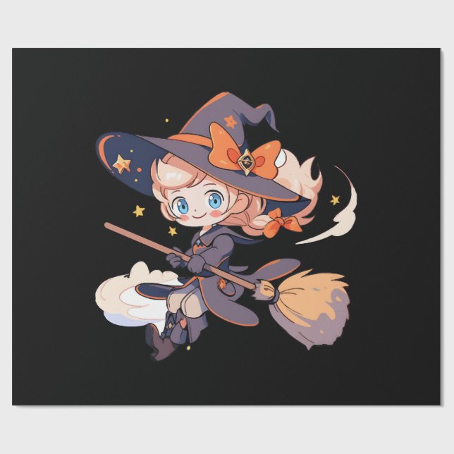 Papel De Presente Bruxa Halloween (Aberto)
