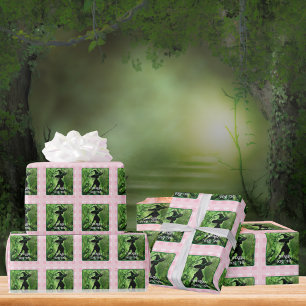 Papel De Presente Bruxa Muito Boa Xadrez Gingham Verde e Rosa