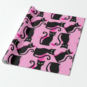 Papel De Presente bruxa negra de halloween rosa