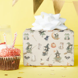 Papel De Presente Bruxas Fofas Aniversário de Halloween para Criança