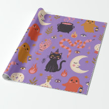 Bruxas Retro de Halloween Gatos Fantasmas & Magia