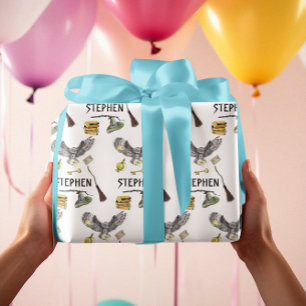 Papel De Presente Bruxo Mágico Escola de Feitiçaria Coruja Personali