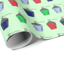 Papel De Presente Bryn Mawr Lanterns Mint Livro Verde