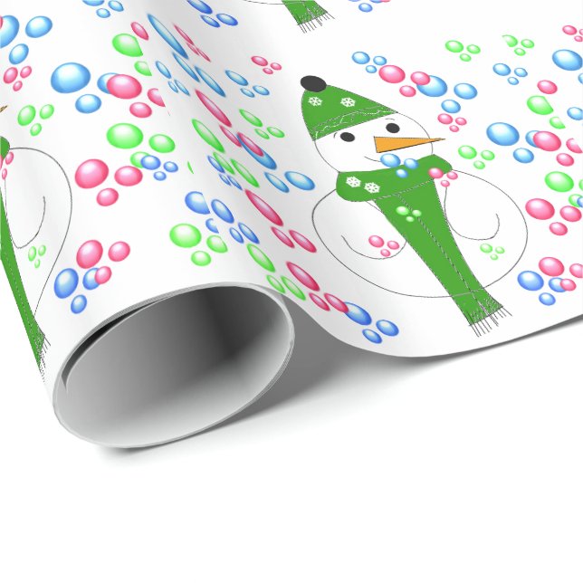 Papel De Presente Bubble Snowman (Ponta do rolo)