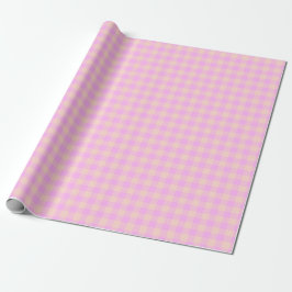 Papel De Presente Bubblegum & Soft Peach Gingham Wrapping Paper