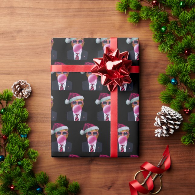 Papel De Presente Bubblegum Trump Soprando Bolha Goma Pia de Natal (Presente de Natal)