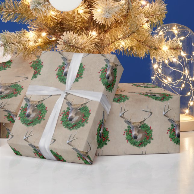 Papel De Presente Buck Deer Em Fúria De Natal (Feriados)
