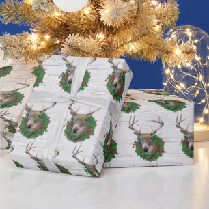 Papel De Presente Buck Deer Na Festa De Natal Ao Nascer