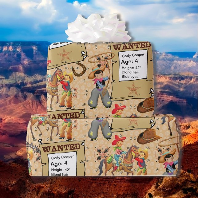 Papel De Presente Buckaroo Cowboy Queria Adicionar Nome e Descrição (Criador carregado)