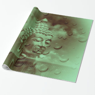 Papel De Presente buddha em verde