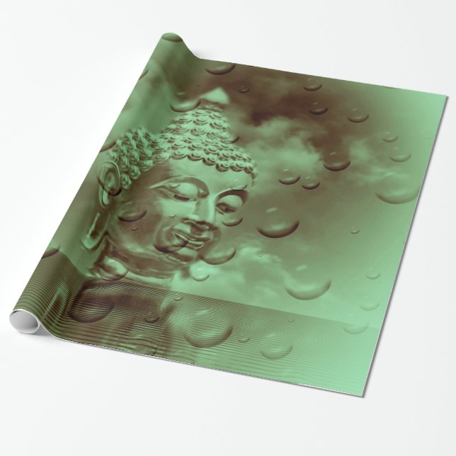 Papel De Presente buddha em verde (Desenrolado)