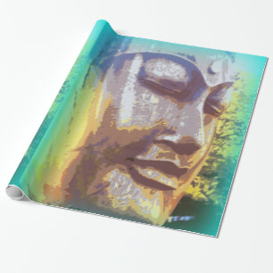 Papel De Presente Buddha enfrenta o verde do close up