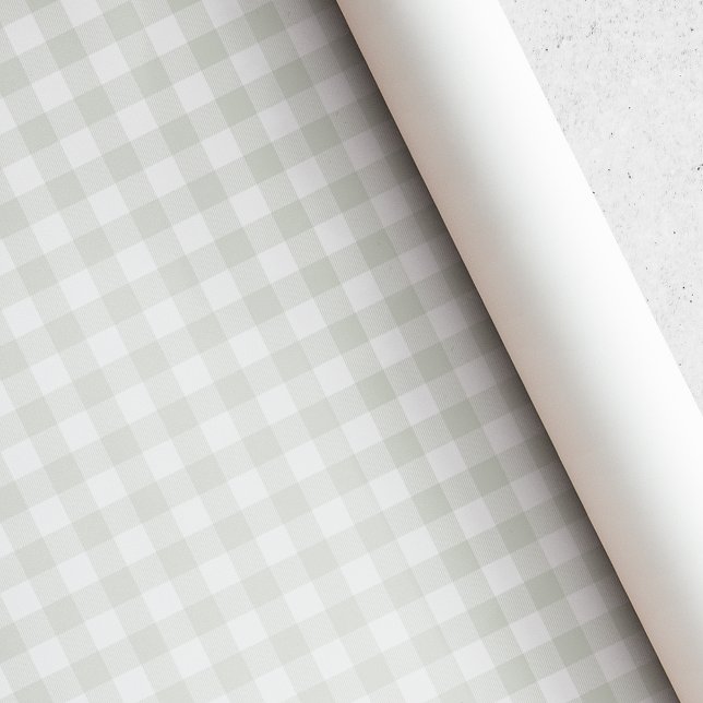 Papel De Presente Búfala Xadrez Suave Sage Fruta Primeiro Aniversári (Criador carregado)
