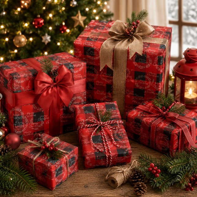 Papel De Presente Búfalo Xadrez Feliz Natal (Criador carregado)