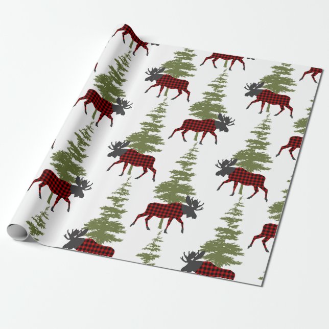 Papel De Presente Buffalo Check Moose (Desenrolado)