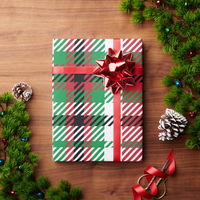 Papel De Presente Buffalo de Natal Cheque Xadrez Tartan Gingham (Presente de Natal)