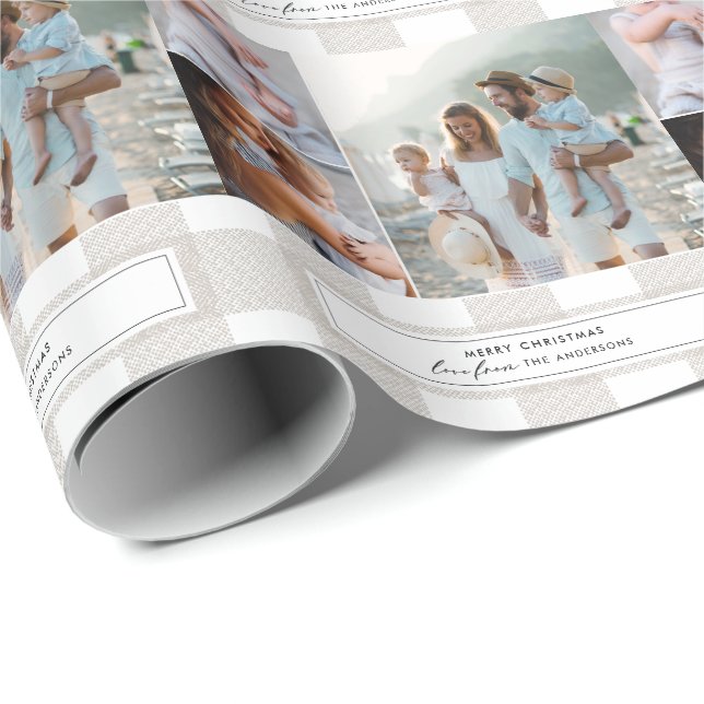 Papel De Presente Buffalo tartan natural moderno 3 fotos Natal (Ponta do rolo)