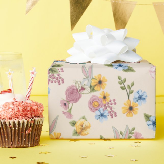 Papel De Presente BUGS BUNNY™ Floral Embroidery Pattern (Festa de aniversário)