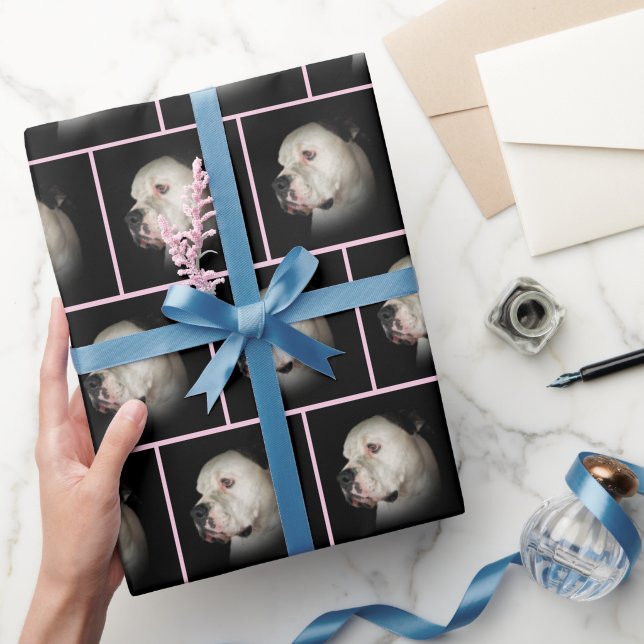 Papel De Presente Buldogue Americano em Preto (Presentear)