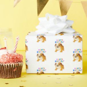 Papel De Presente Buldogue Birthday