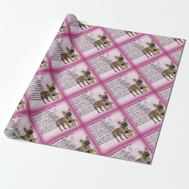 Papel De Presente Buldogue francês - poema do namorada (Desenrolado)