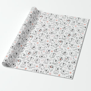 Papel De Presente Bull Terrier Dog Lover Seamless Patterno