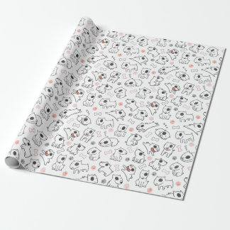 Papel De Presente Bull Terrier Dog Lover Seamless Patterno