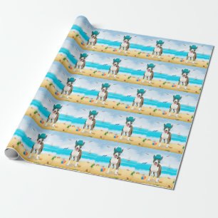 Papel De Presente Bull Terrier Dog na praia