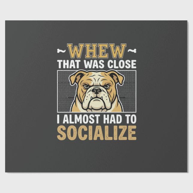 Papel De Presente Bulldog Engraçado Socializar Cachorro (Aberto)