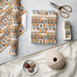 Papel De Presente Bulldog Fofo & Café vintage
