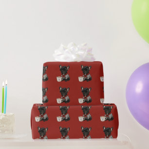 Papel De Presente Bulldog Francês com café