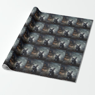 Papel De Presente Bulldog Francês Halloween Assustador