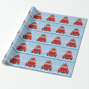 Papel De Presente Bulldog Francês No Carro Com Papai Noel