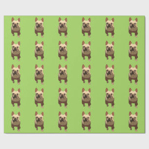 Papel De Presente Bulldog Francês, Verde Lima