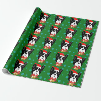Papel De Presente Bulldog francês vestindo Natal
