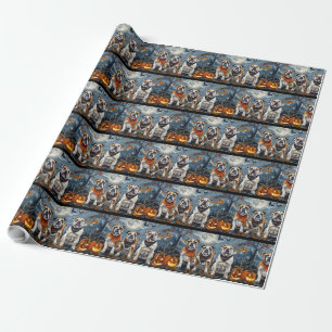 Papel De Presente Bulldog Halloween Assustador