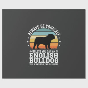 Papel De Presente Bulldog Inglês Pôr do Sol Seja Você Mesmo Cachorro