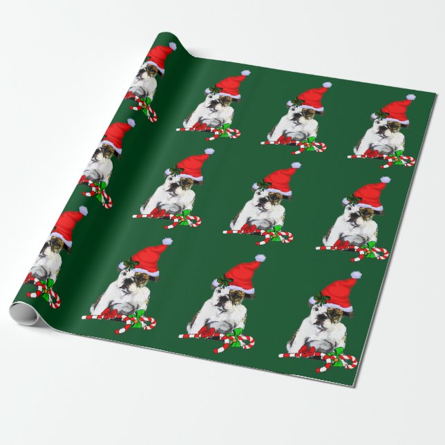 Papel De Presente Bulldog no Natal do Papai Noel (Desenrolado)