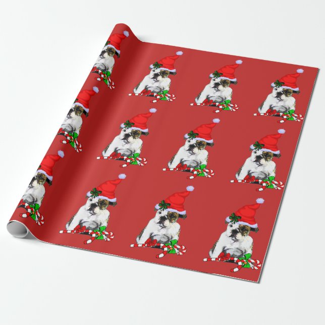 Papel De Presente Bulldog no Natal do Papai Noel (Desenrolado)
