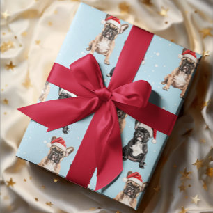 Papel De Presente Bulldogs Franceses Natal Aquarela