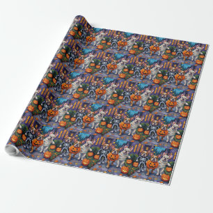 Papel De Presente Bulldogs Trick-or-Treating em Fantasias de Hallowe
