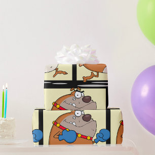 Papel De Presente Bulldogue Cartoonista Engraçado Boxer Cachorro
