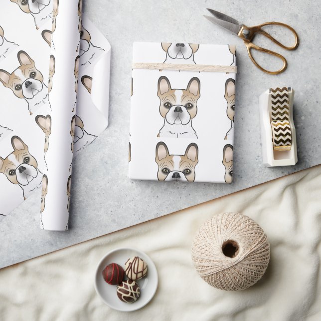 Papel De Presente Bulldogue Francês Pérola Castanho Padrão de Cachor (Artesanato)