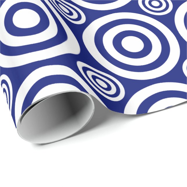 Papel De Presente Bullseye-Gift Wrap-Blue-White (Ponta do rolo)