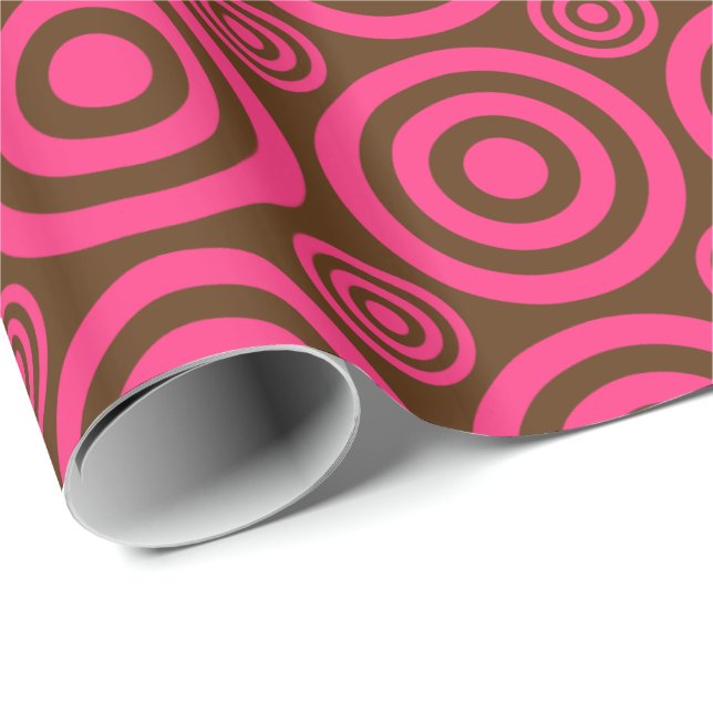 Papel De Presente Bullseye-Gift Wrap-Pink-Brown (Ponta do rolo)