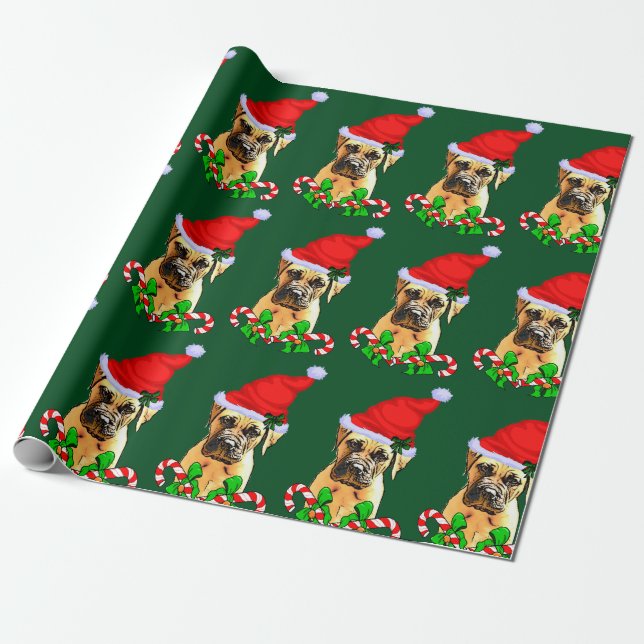 Papel De Presente Bulmastiff Dog Natal (Desenrolado)