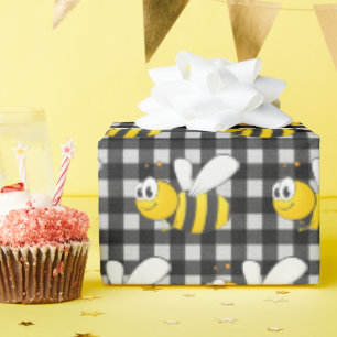Papel De Presente Bumblebee Em Gingham