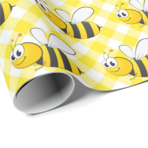 Papel De Presente Bumblebee Em Gingham Amarelo